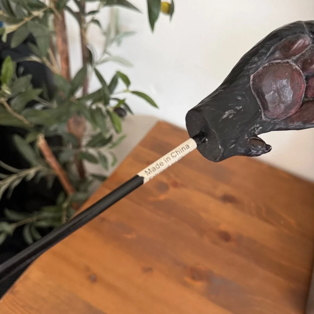 Vintage Style Black Lab Dog Head Paw Back Scratcher 18.25 Inch Long Handle